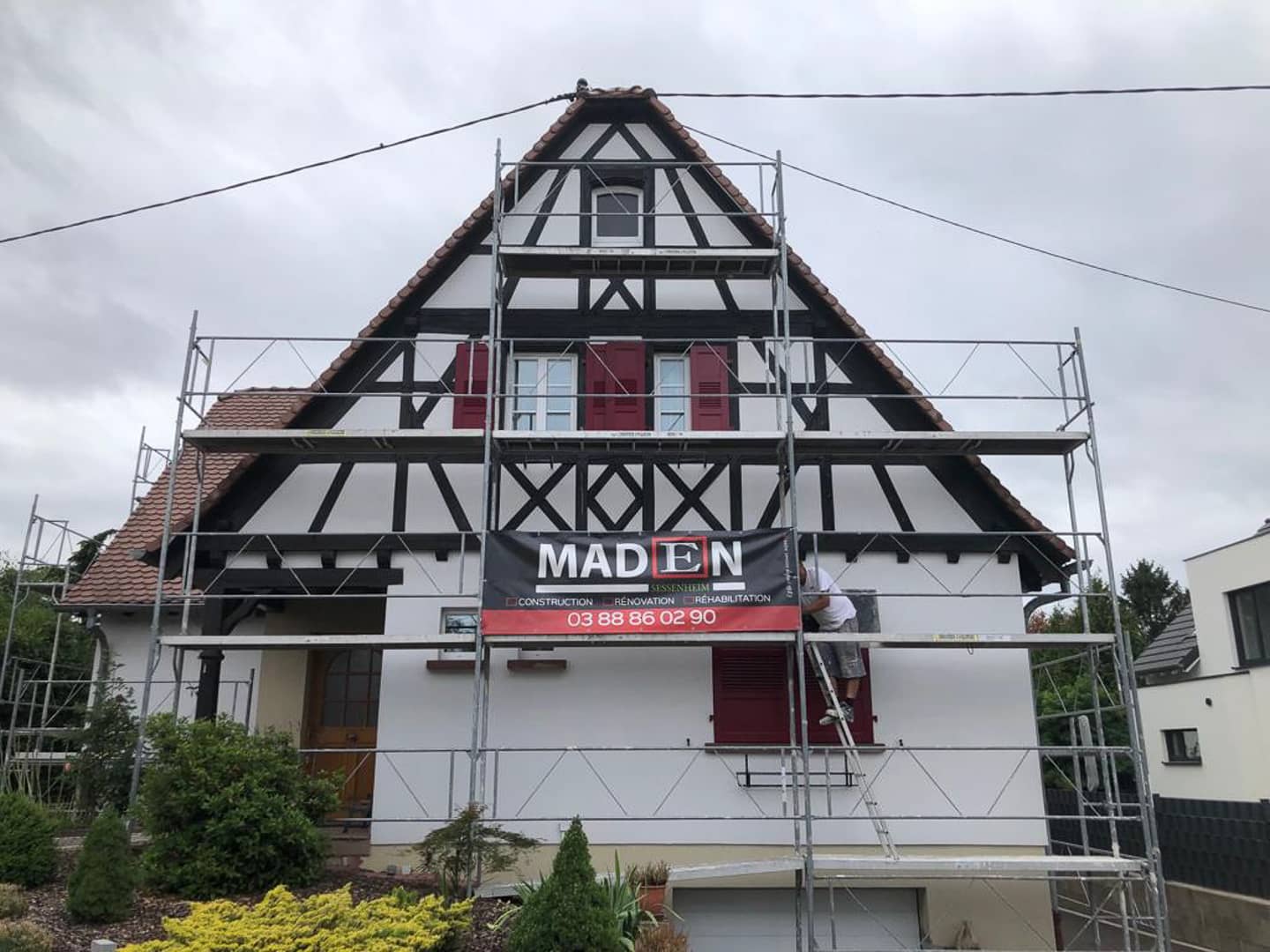 Ravalement de facade avec traitement de colombage a Neuhausel dans le Bas Rhin Maden Sessenheim 10